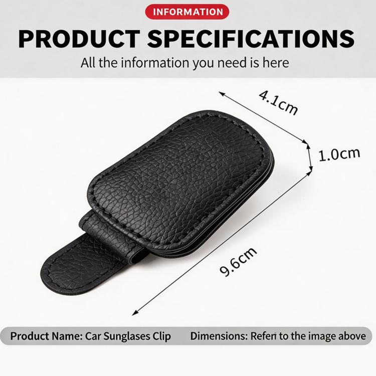 Nappa Leather Car Sunglasses Holder for Sun Visor Universal Magnetic Eyeglass Hanger Clip, Interior Organizer Accessory - Black
