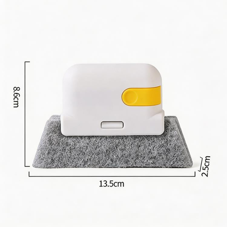 2-in-1 Window Groove Cleaning Brush with Built-in Scraper Hand-held Crevice Cleaner Tool for Sliding Door Track, Bathroom & Kitchen Sink - Yellow
