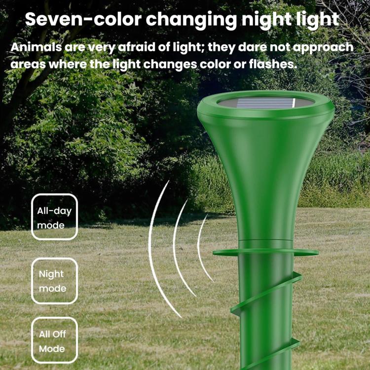 M667 Solar Ground-Plug Animal Repeller With Color Ambient Light, Vibration & Infrared Detection Rat Repellent