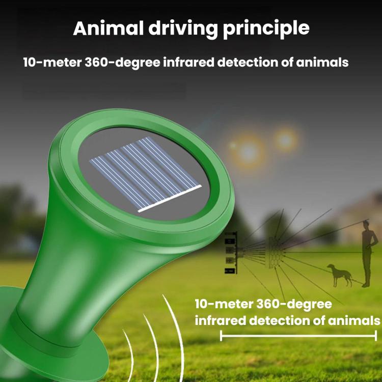M667 Solar Ground-Plug Animal Repeller With Color Ambient Light, Vibration & Infrared Detection Rat Repellent