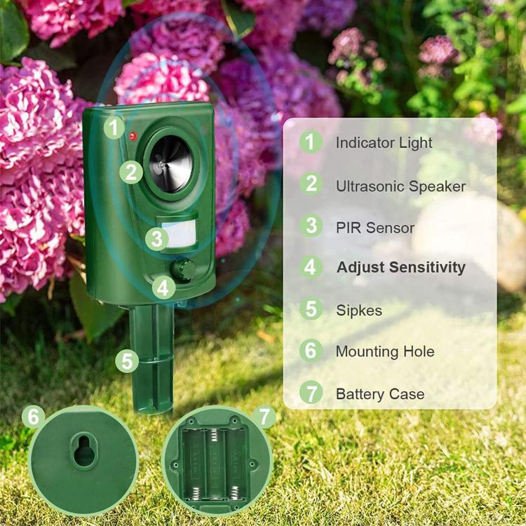 Outdoor Waterproof Infrared Animal Repeller, High-Power Ultrasonic Weasel Repellent