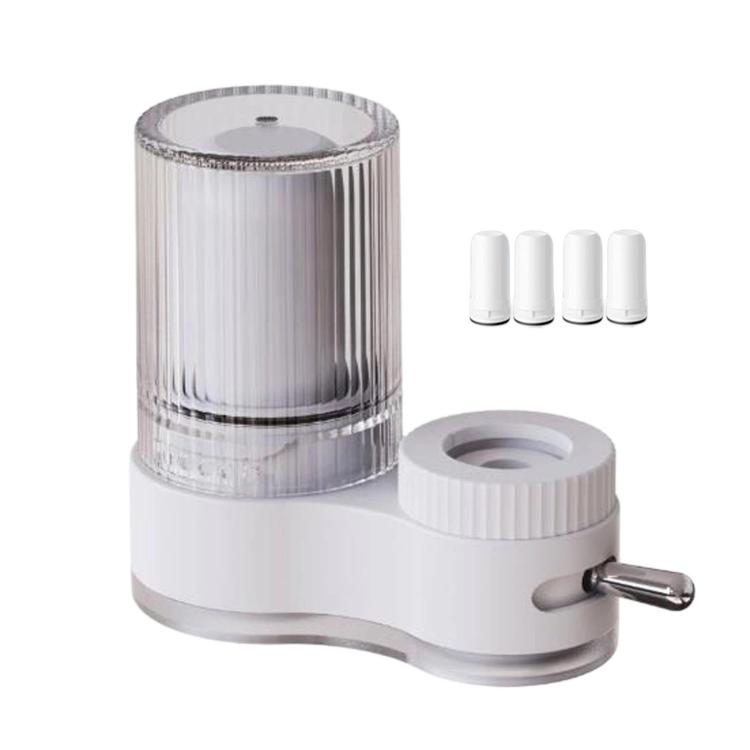 Flexible Pressurized Faucet Filter For Kitchen, Washable Ceramic Core Tap Water Purifier, Spec: 4 Core White