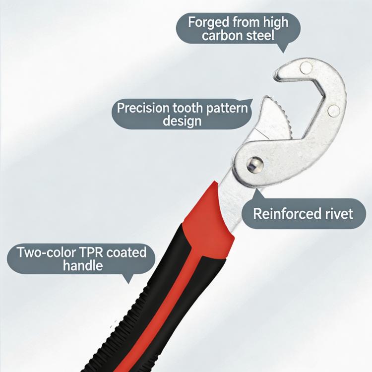 Universal Multi-Function Wrench 8-inch Adjustable Quick Spanner for 6-22mm Nuts & Bolts, Self-Adjusting Pipe Wrench for Plumbing, Repair, Automotive Small