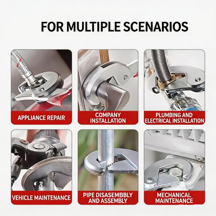 Universal Multi-Function Wrench 8-inch Adjustable Quick Spanner for 6-22mm Nuts & Bolts, Self-Adjusting Pipe Wrench for Plumbing, Repair, Automotive Small