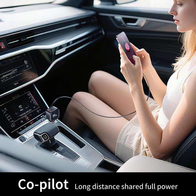 C31 99W Car Phone Charger PD Fast Charging With Retractable Cable - Black