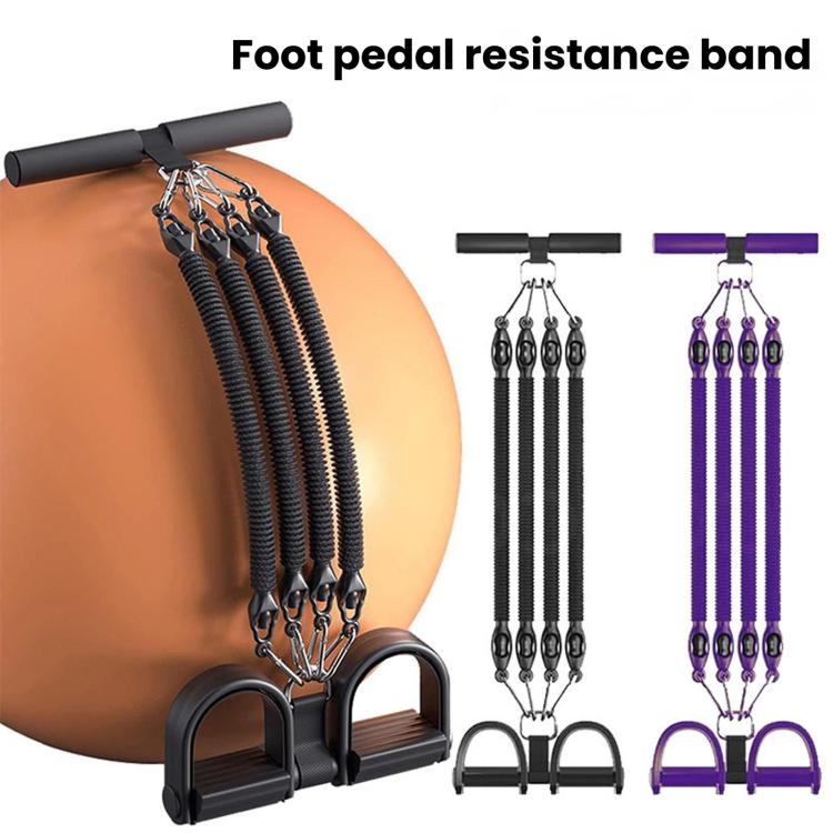 Multifunctional Sit-Up Assist Foot Pedal Resistance Band, Shoulder Opening & Back Shaping Shoulder Trainer, Spec: Black 3 Tubes