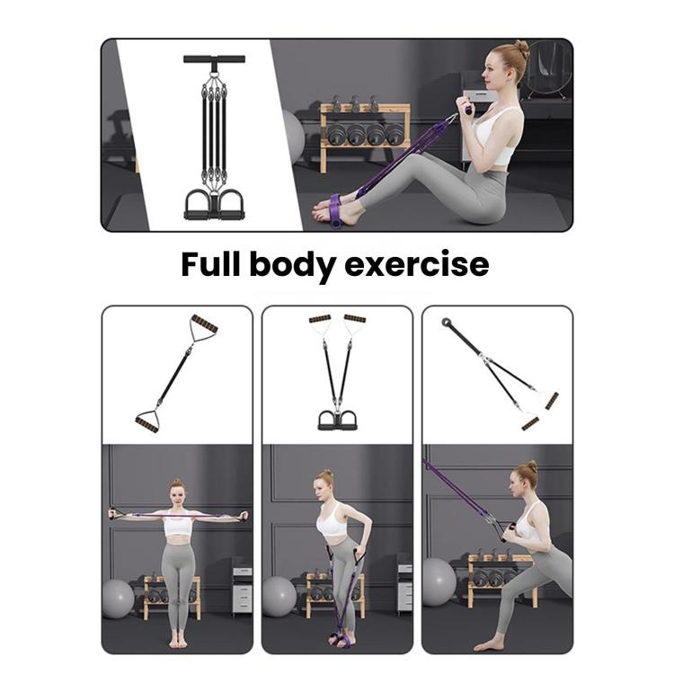Multifunctional Sit-Up Assist Foot Pedal Resistance Band, Shoulder Opening & Back Shaping Shoulder Trainer, Spec: Purple 3 Tubes