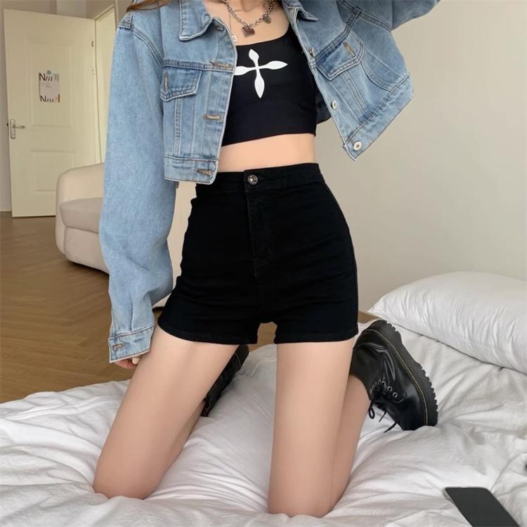 Summer High-waisted Denim Shorts Tight Hot Pants, Size: XS