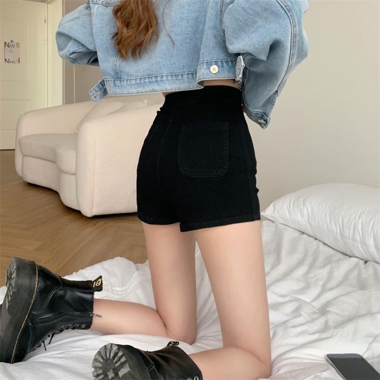 Summer High-waisted Denim Shorts Tight Hot Pants, Size: M