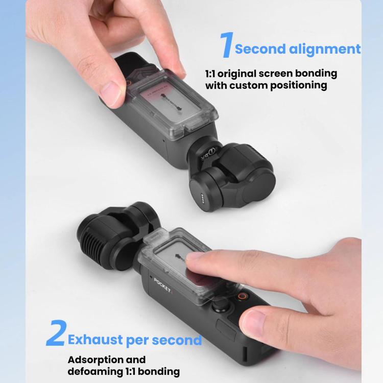 For DJI Osmo Pocket 4 / 3 BRDRC AR Tempered Glass Screen Protector Applicator - Translucent Black