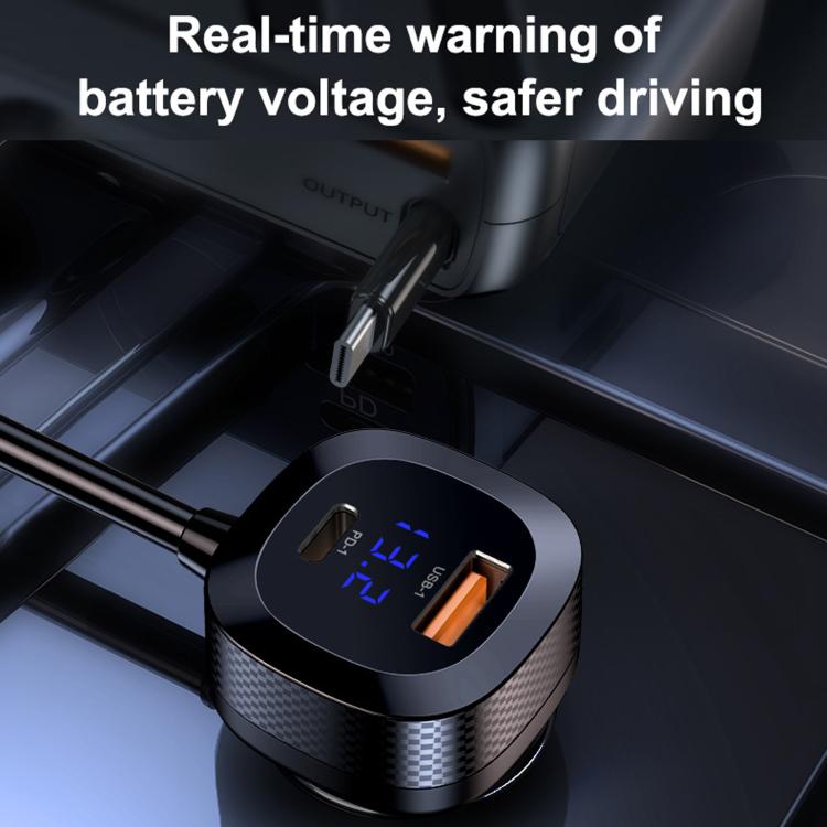 C29S-L 9 In 1 Multifunctional 187W Car Charger PD 45W 3-Port Cigarette Lighter Adapter Car Charger - Black