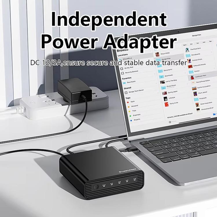 Blueendless USB4 NVMe M.2 SSD Enclosure, 40Gbps 4-Bay External Solid State Drive Case, Support Soft RAID 0/1/5, 32TB Capacity UK Plug