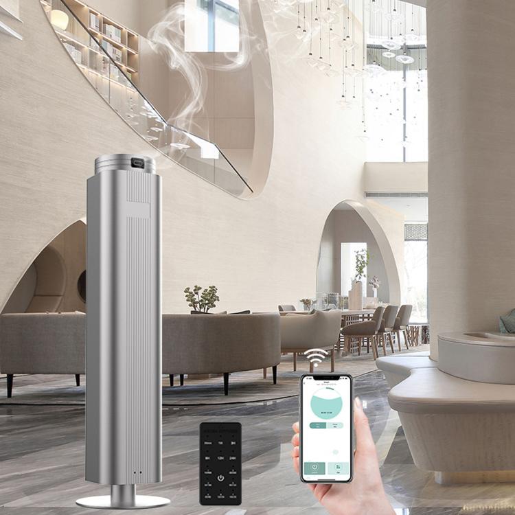 Smartphone App/Remote-Controlled Dual-Fluid Aromatherapy Diffuser Large-Area Freestanding Automatic Fragrance Diffuser UK Plug - Titanium Color