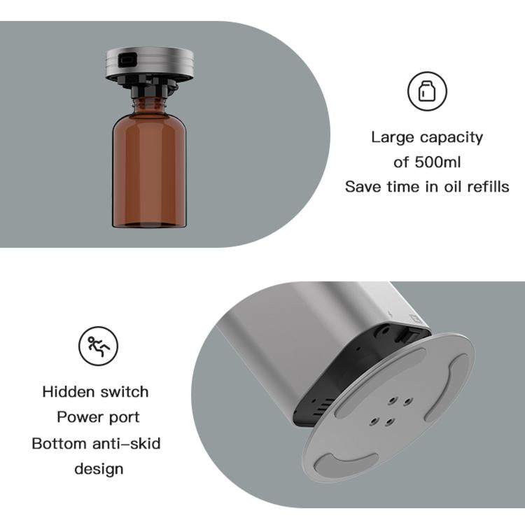 Smartphone App/Remote-Controlled Dual-Fluid Aromatherapy Diffuser Large-Area Freestanding Automatic Fragrance Diffuser EU Plug - Titanium Color