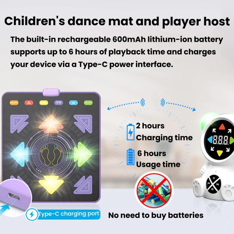 Home Sports Kids Light-Up Dance Mat, Wireless Musical Fitness Dance Machine - Black