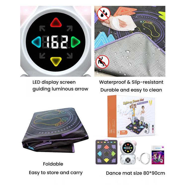 Home Sports Kids Light-Up Dance Mat, Wireless Musical Fitness Dance Machine - Black