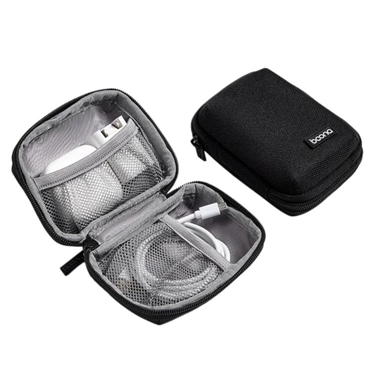 Baona BN-G020 Headphone Cable Pouch USB Flash Drive Charger Protective Case Laptop Power Adapter Organizer, Spec: Large Black