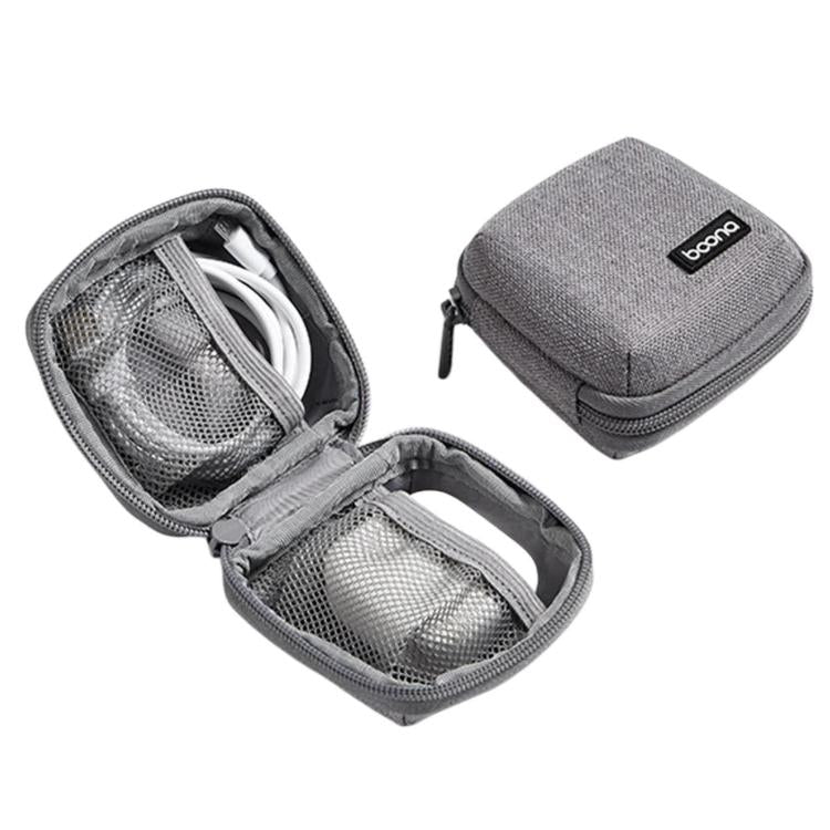 Baona BN-G020 Headphone Cable Pouch USB Flash Drive Charger Protective Case Laptop Power Adapter Organizer, Spec: Small Square Gray