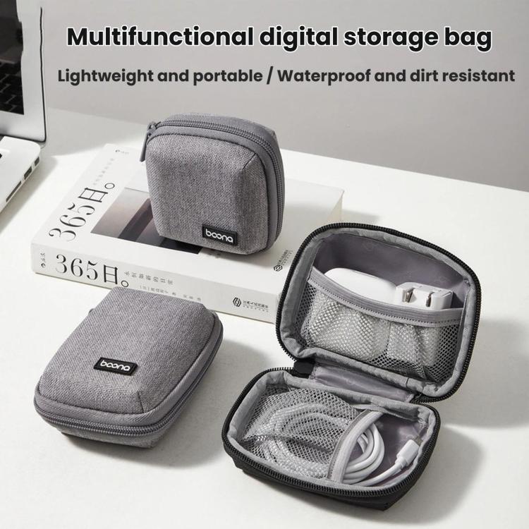 Baona BN-G020 Headphone Cable Pouch USB Flash Drive Charger Protective Case Laptop Power Adapter Organizer, Spec: Small Square Black