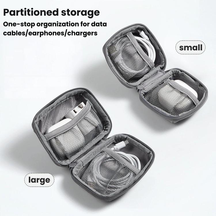 Baona BN-G020 Headphone Cable Pouch USB Flash Drive Charger Protective Case Laptop Power Adapter Organizer, Spec: Large Gray