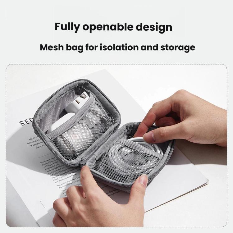 Baona BN-G020 Headphone Cable Pouch USB Flash Drive Charger Protective Case Laptop Power Adapter Organizer, Spec: Small Square Gray