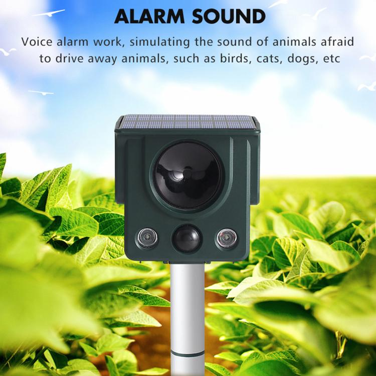 Infrared Sensor LED Strobe Ultrasonic Solar-Powered Animal Repellent - SJZ058