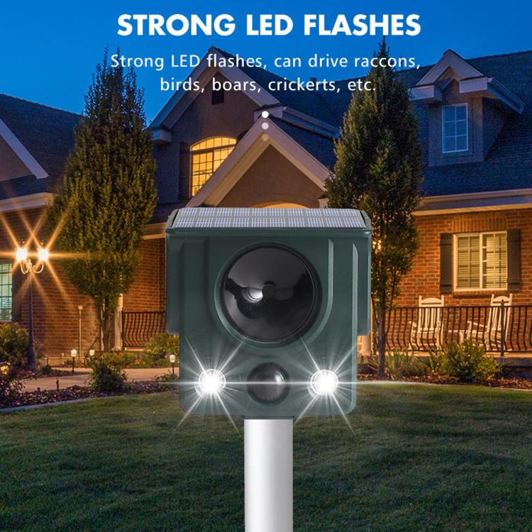Infrared Sensor LED Strobe Ultrasonic Solar-Powered Animal Repellent - SJZ058