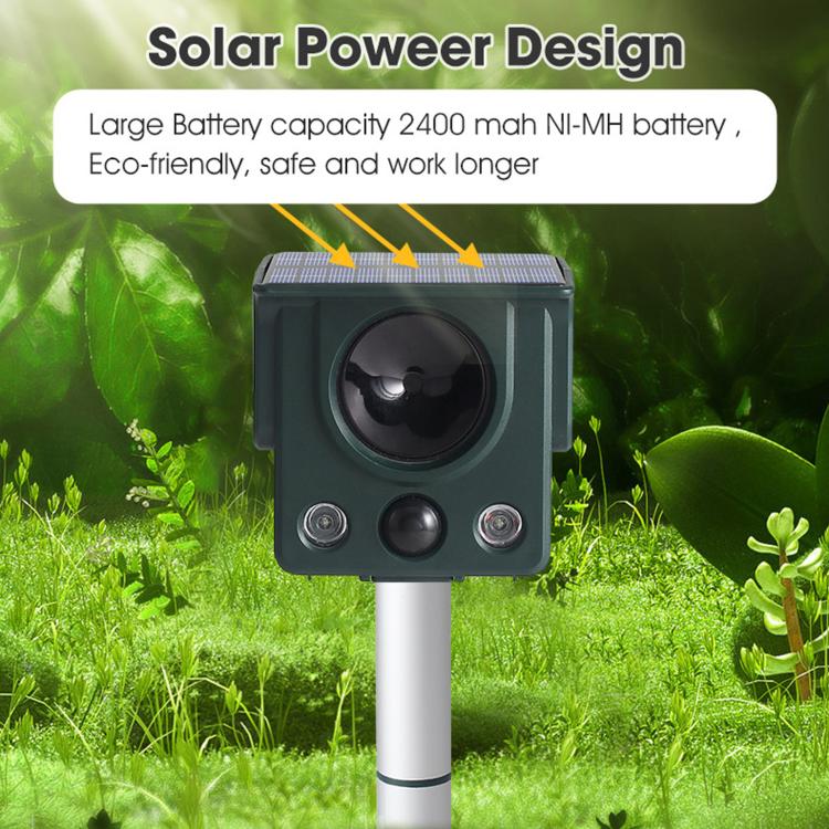 Infrared Sensor LED Strobe Ultrasonic Solar-Powered Animal Repellent - SJZ058