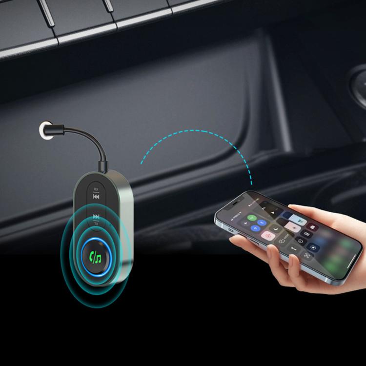2 In 1 Remote Transmission Car Bluetooth Audio Adapter - Pearl Green