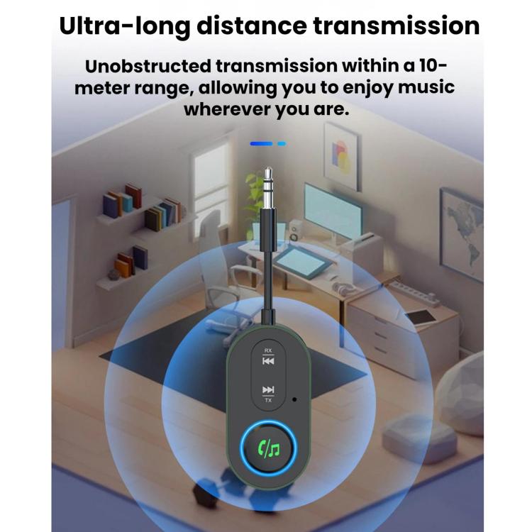 2 In 1 Remote Transmission Car Bluetooth Audio Adapter - Pearl Green