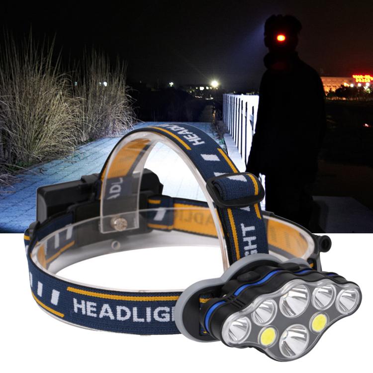 KC08 8LED Outdoor T6 High-Power Head-Mounted Flashlight, Waterproof COB Floodlight Headlamp For Camping & Night Fishing No Battery