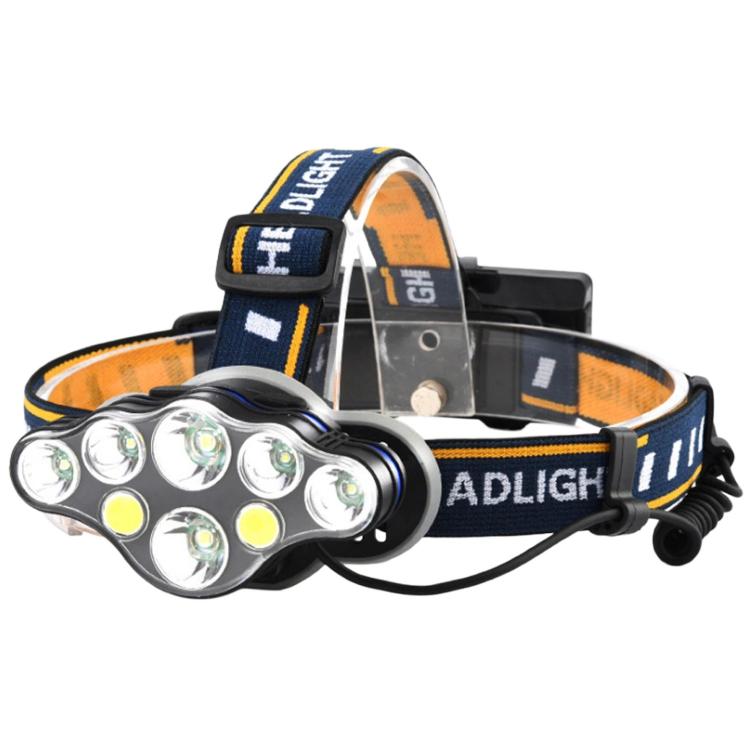 KC08 8LED Outdoor T6 High-Power Head-Mounted Flashlight, Waterproof COB Floodlight Headlamp For Camping & Night Fishing No Battery