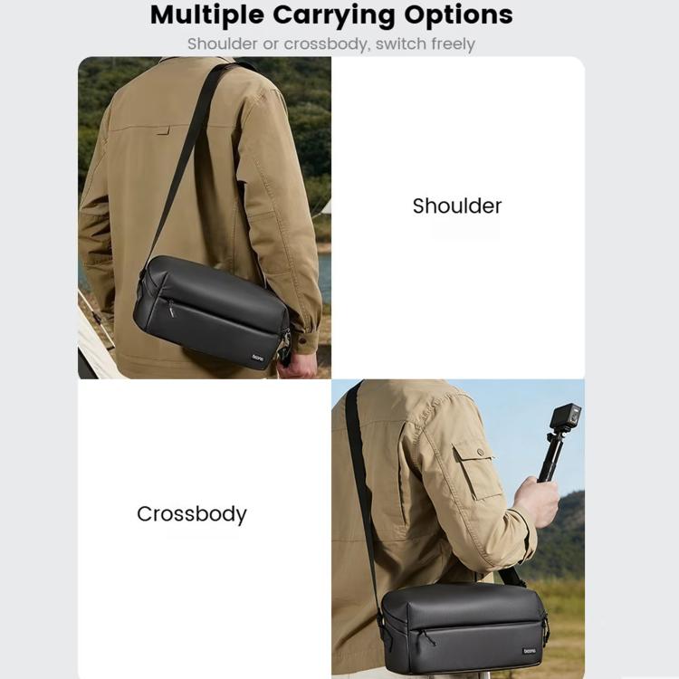 Baona BN-DJ004 Action Camera Storage Bag Shoulder Crossbody Bag, For DJI Osmo Action 4 / Action 5 Pro / Action 6 / Pocket 3 - Black