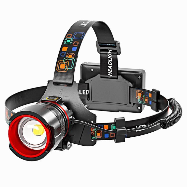 H622 High?Brightness Zoomable Motion-Sensor Headlamp, Long?Lasting Rechargeable LED Headlight For Outdoor Night Fishing, Spec: White Laser 30W 7800mAh