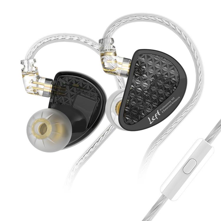 KZ-AS16 PRO 8-Driver Pure Balanced Armature In-Ear 1.2m Wired Earphones, Color: Black With Mic