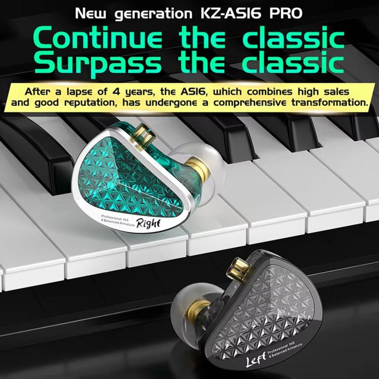 KZ-AS16 PRO 8-Driver Pure Balanced Armature In-Ear 1.2m Wired Earphones, Color: Black With Mic
