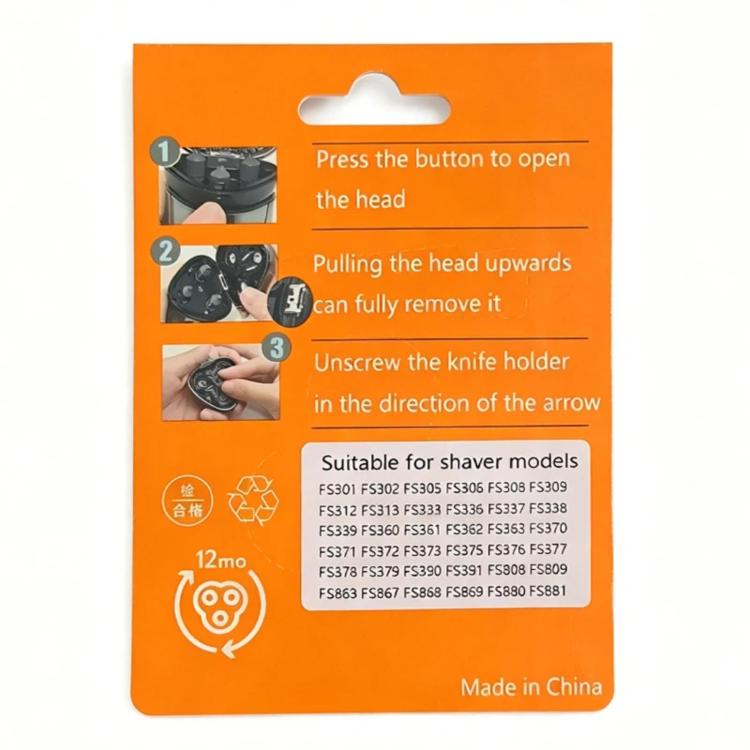 PUKEDA Shaver Heads For Flyco FR8 FS373 / FS310 / FS339 / FS889 - 3pcs /Set