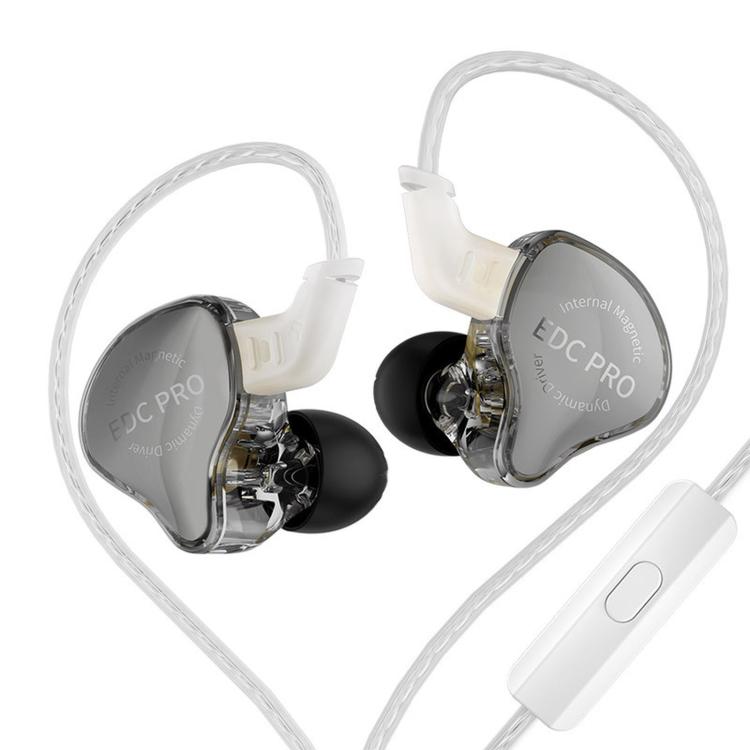 KZ EDC PRO Detachable Dynamic Driver Deep Bass Hi-Fi In-Ear High-Resolution 1.2m Wired Music Earphones, Spec: With Mic Silver-Plated Cable