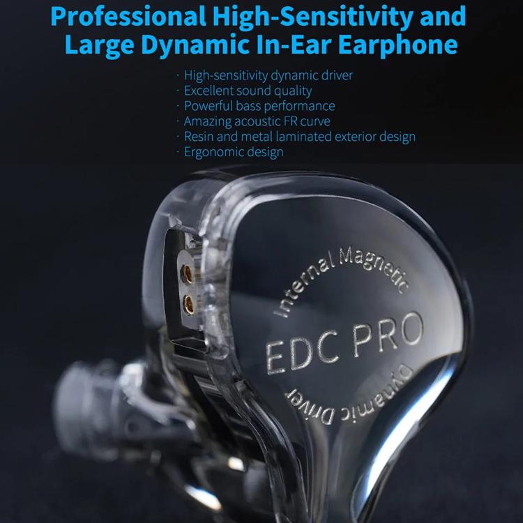KZ EDC PRO Detachable Dynamic Driver Deep Bass Hi-Fi In-Ear High-Resolution 1.2m Wired Music Earphones, Spec: Standard Silver-Plated Cable