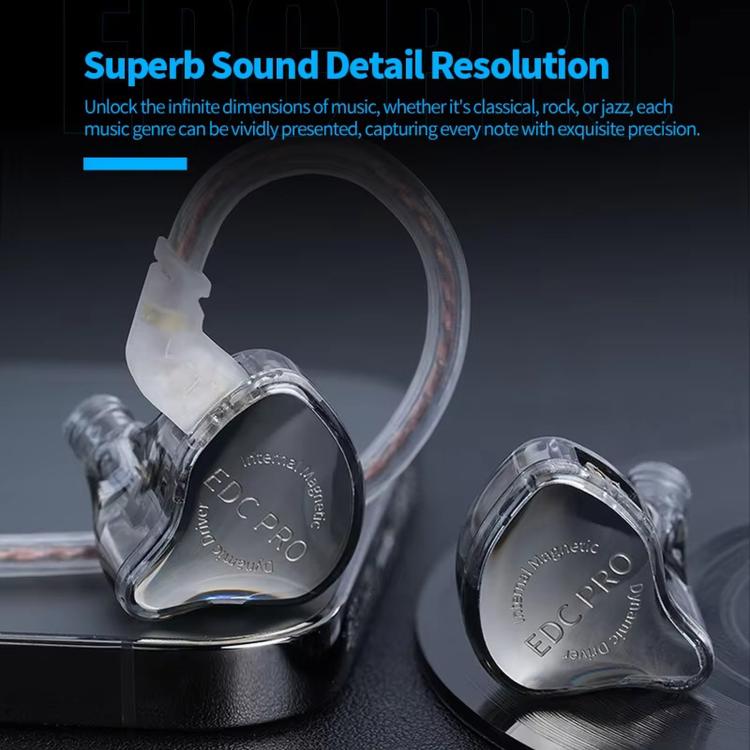 KZ EDC PRO Detachable Dynamic Driver Deep Bass Hi-Fi In-Ear High-Resolution 1.2m Wired Music Earphones, Spec: With Mic
