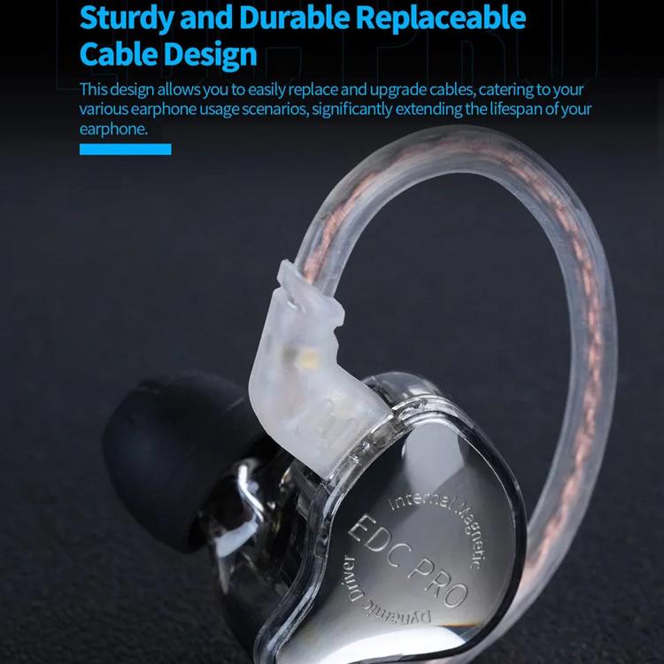 KZ EDC PRO Detachable Dynamic Driver Deep Bass Hi-Fi In-Ear High-Resolution 1.2m Wired Music Earphones, Spec: Standard Silver-Plated Cable