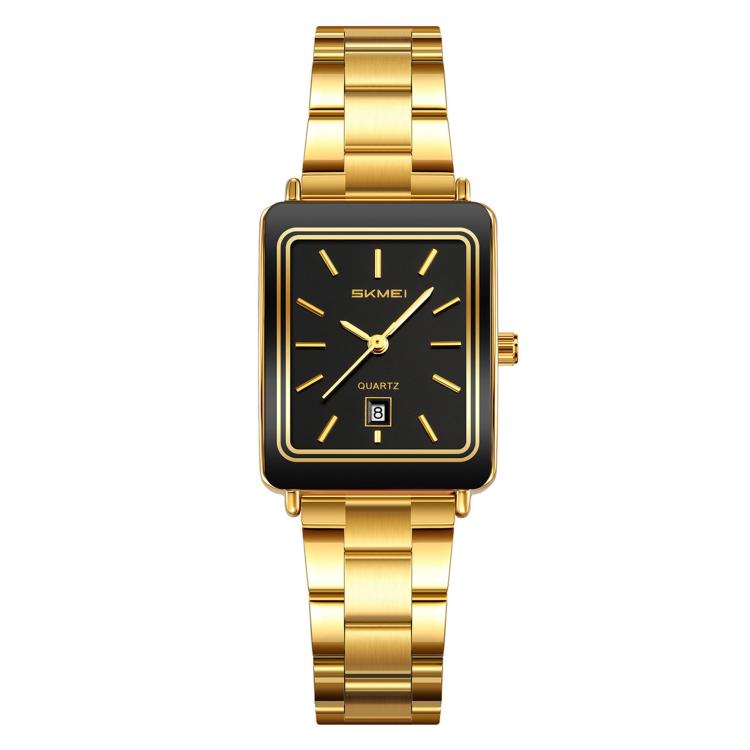 SKMEI 2566 Women Vintage Steel-Strap Business Watch 30m Water-Resistant Daily-Use Calendar Quartz Watch