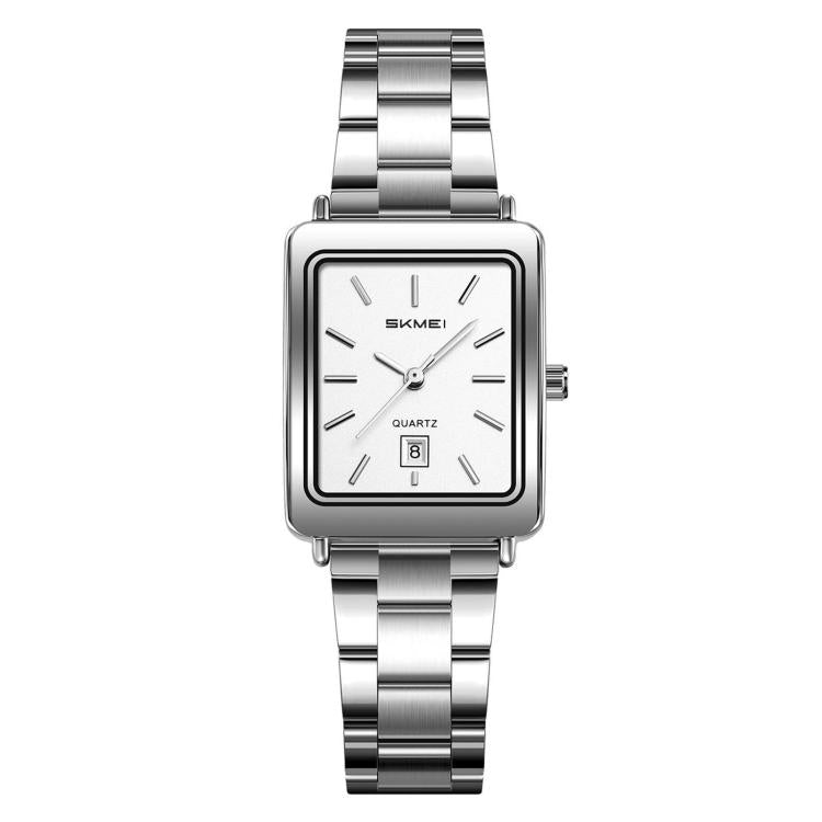 SKMEI 2566 Women Vintage Steel-Strap Business Watch 30m Water-Resistant Daily-Use Calendar Quartz Watch