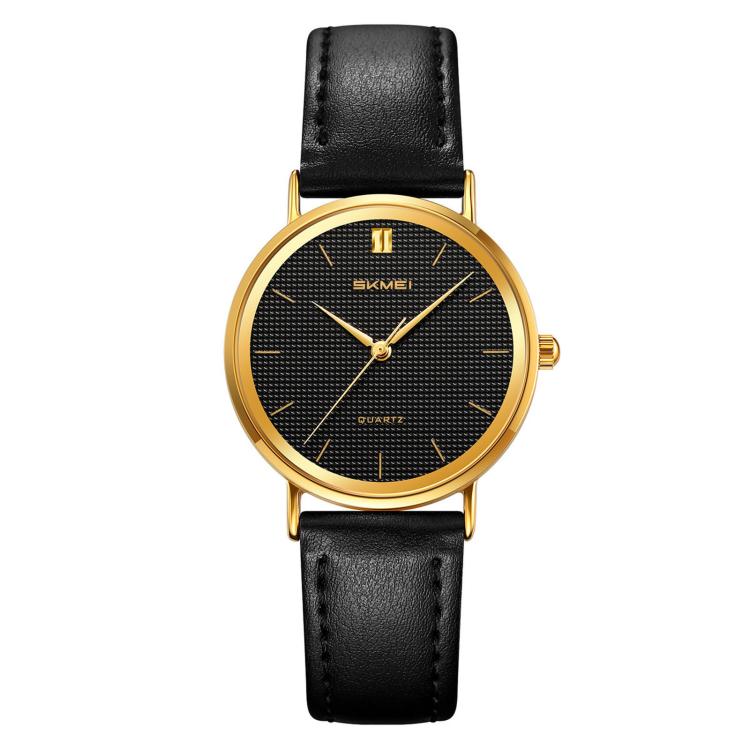 SKMEI 2568 Simple Leather Strap Women Watch 30m Water-Resistant Quartz Watch