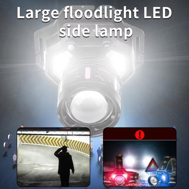 H629 Long-Range Zoom LED Motion-Sensor Headlamp, High-Power Headlight For Outdoor Night Fishing No Battery