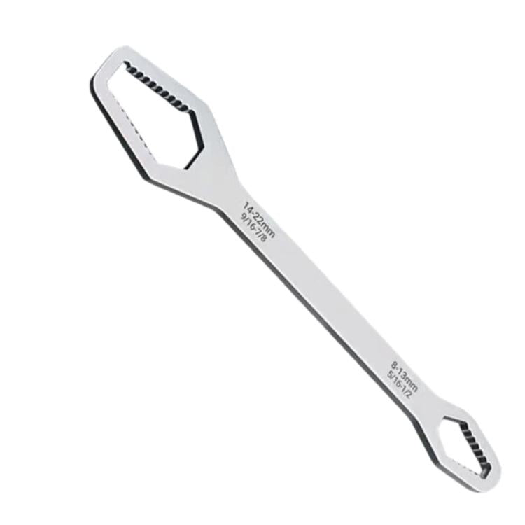 8-24mm Universal Double-Ended Wrench Self-Tightening Torx Wrench Adjustable Spanner Tool For Auto, Plumbing, Bicycle & Home Repair - Silver