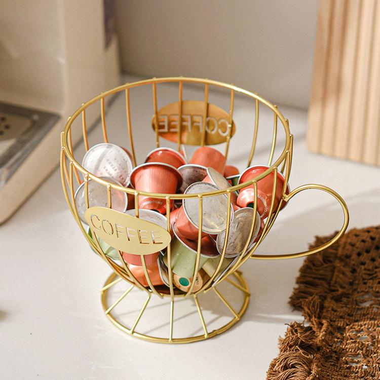 Iron Tabletop Coffee Capsule Storage Rack, Movable Food & Candy Display Stand