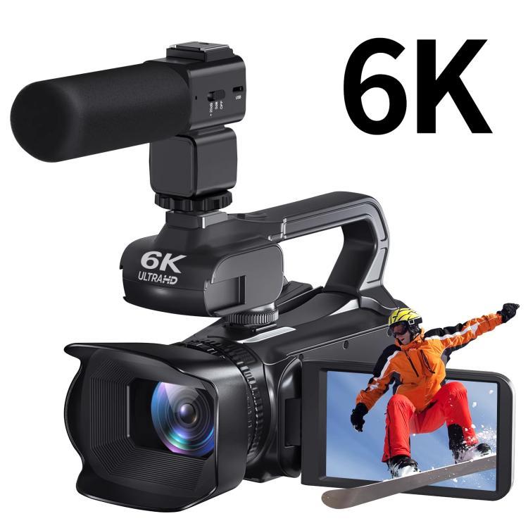 64MP 6K 18X Digital Zoom Camcorder Video Camera With 4-Inch Touch Screen, Microphone & LED Light 128G