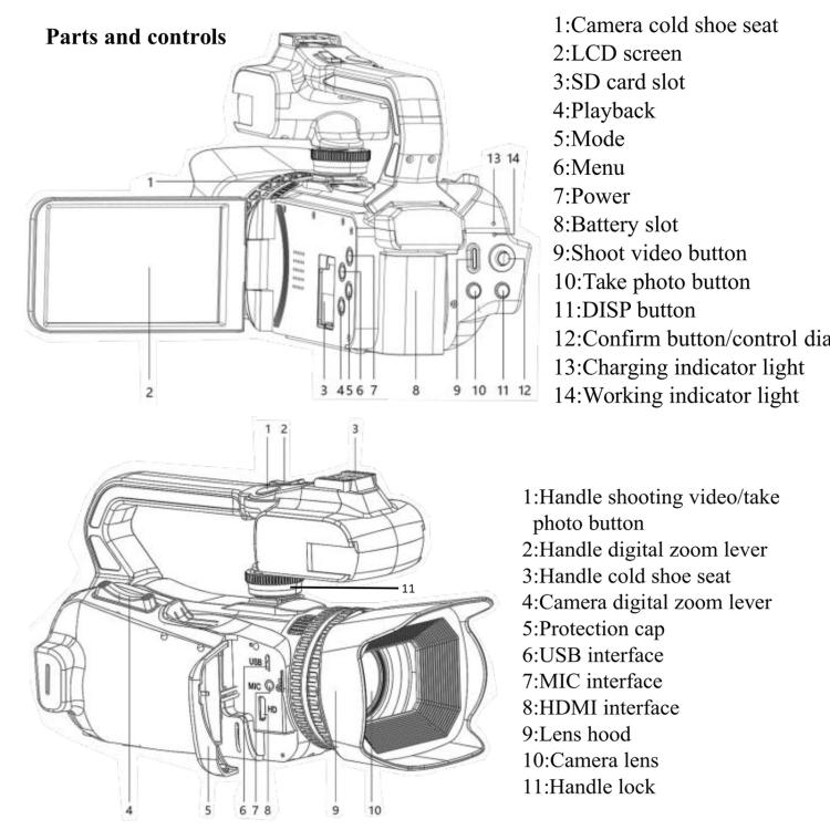 64MP 6K 18X Digital Zoom Camcorder Video Camera With 4-Inch Touch Screen, Microphone & LED Light 256G