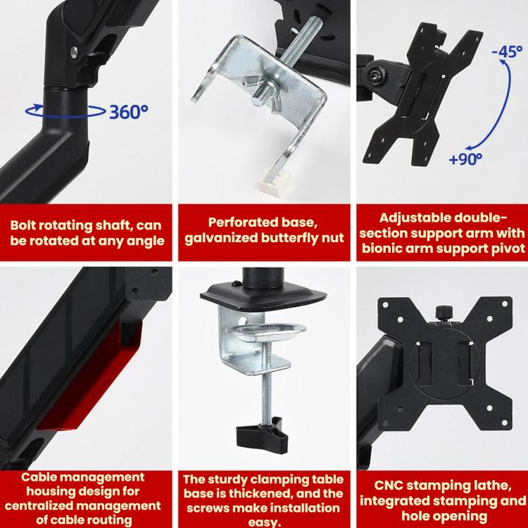 10-32 Inch Monitor Cylinder Spring Cantilever Desktop Height-Adjustable Bracket - DY-01